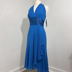 Vintage Fairy Maggy London Blue Formal Silk Asymmetrical Dress (6)